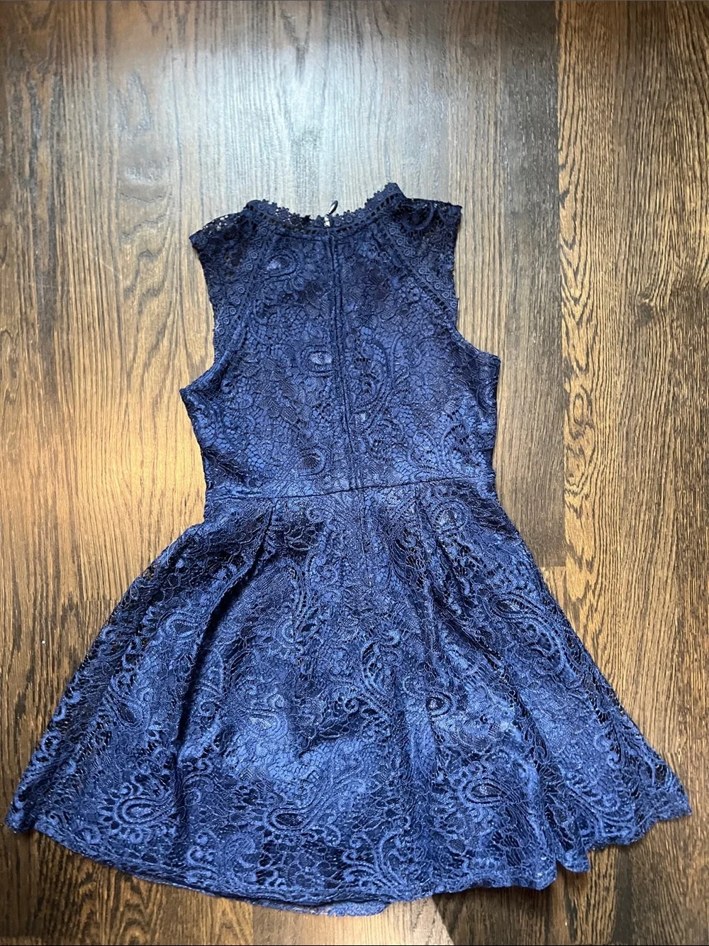 Girls’ Navy Blue Lace Sleeveless Fit-and-Flare Dress by Blush by Us Angels | 8